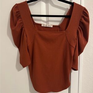 We The Free Terracotta Ribbed Top